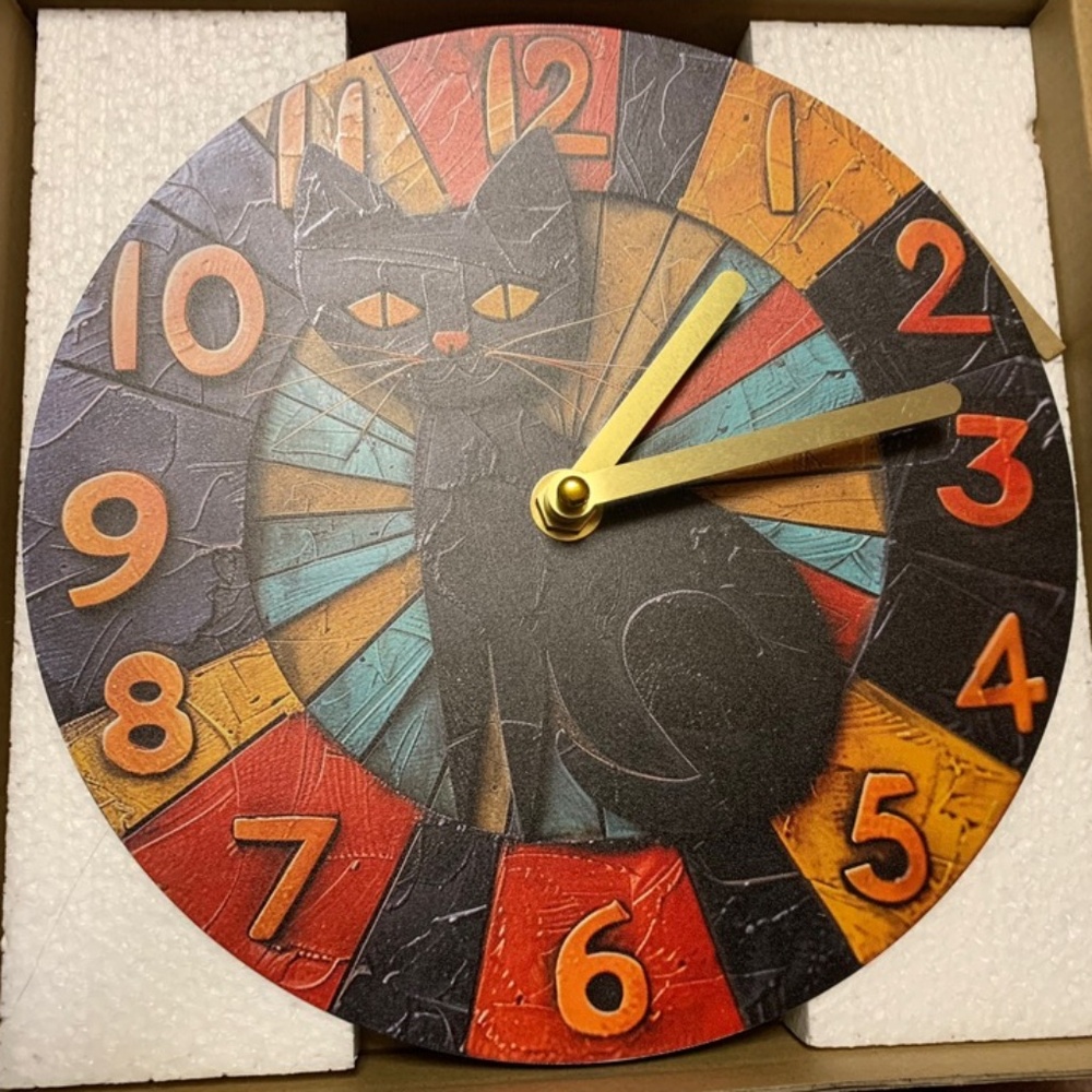 NIB! Adorable Black Cat Clock!